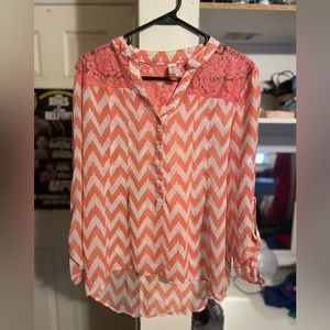 Coral and white Small blouse